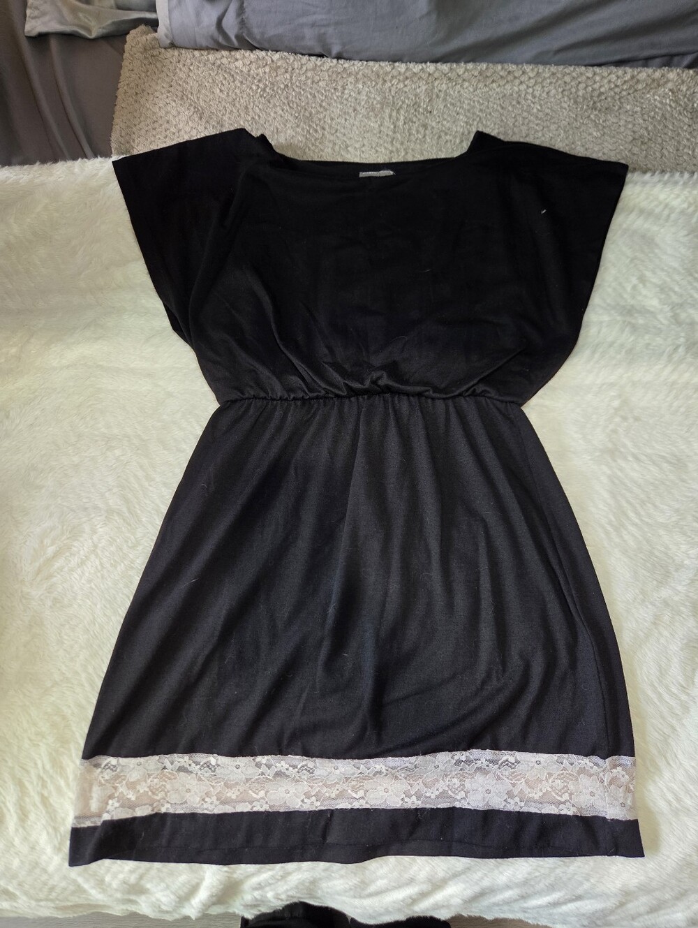 Black Tunic Dress with Lace Trim